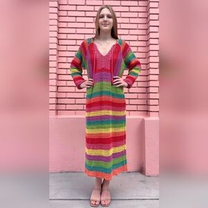 FARM Rio Multicolor Crochet Maxi Dress